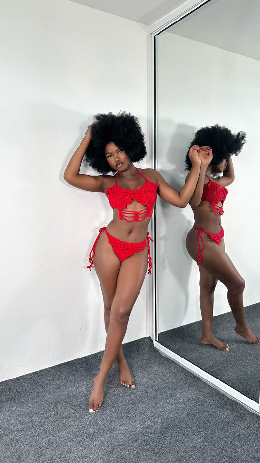 Corset bra crochet bikini set