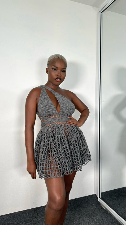 Crochet mesh short dress