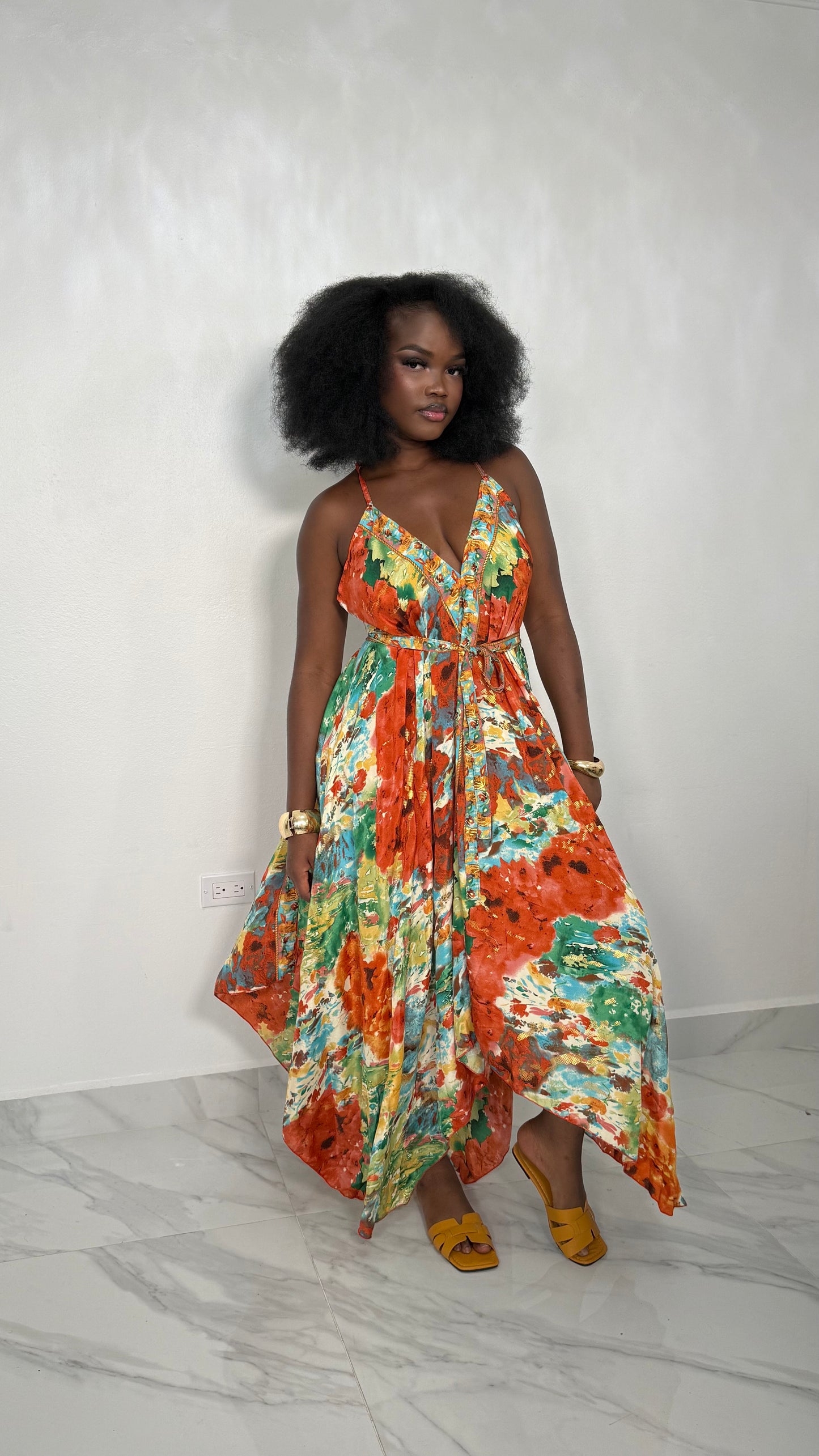 Lux Maxi Dress – Bright Summer V-Neck Flowy Dress
