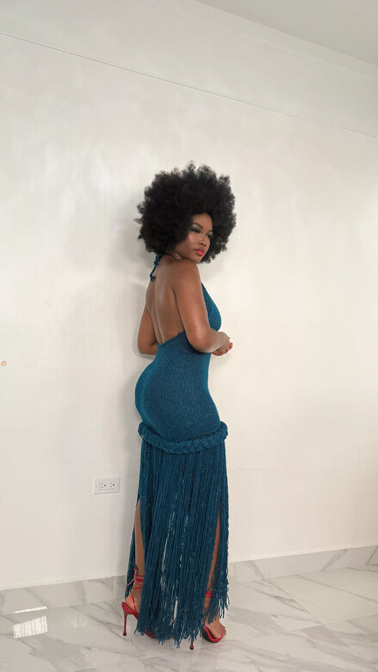 The Sapphire Fringe Elegance Dress