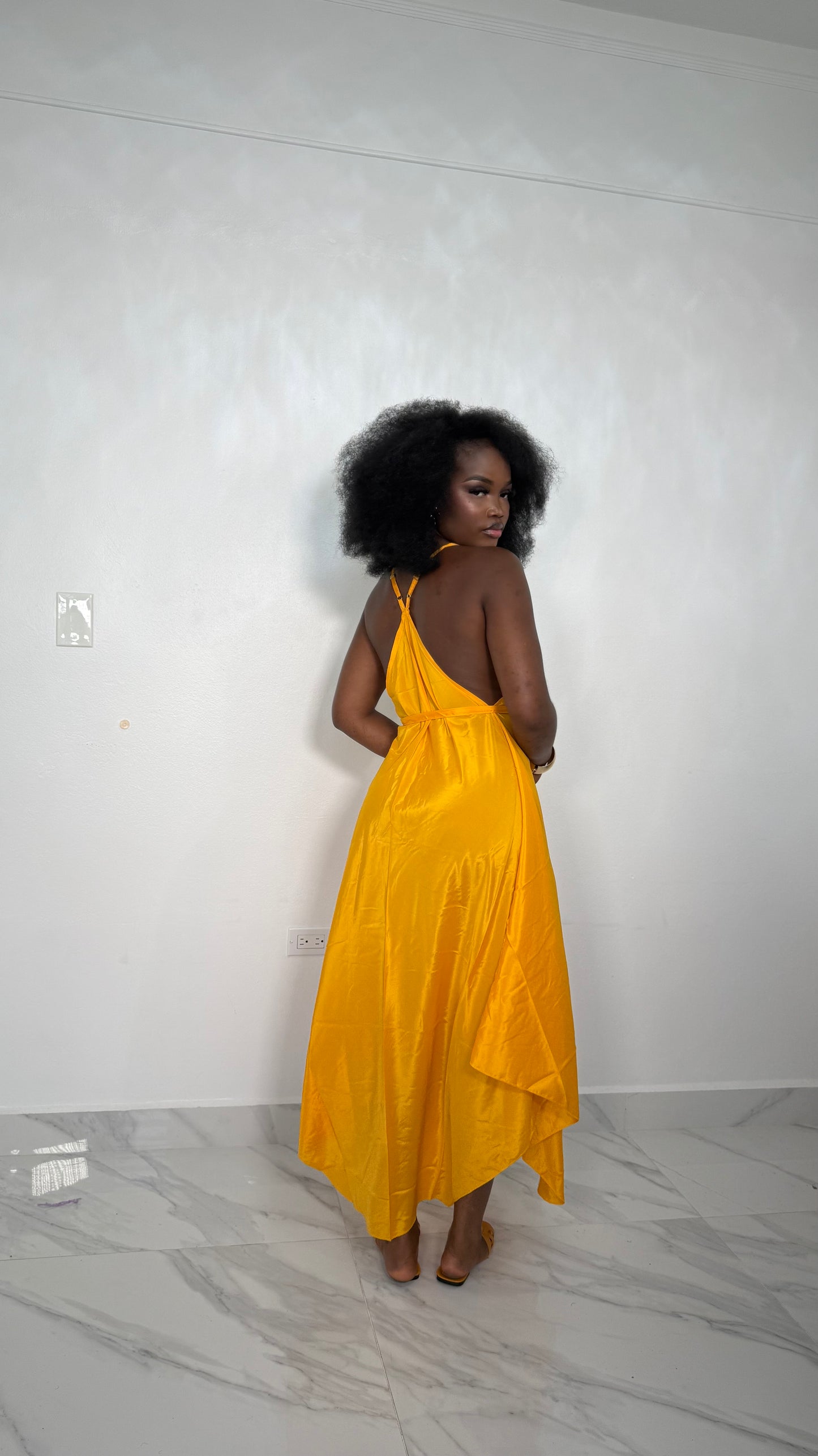 Yellow Wrap Maxi Dress – Bright Summer V-Neck Flowy Dress