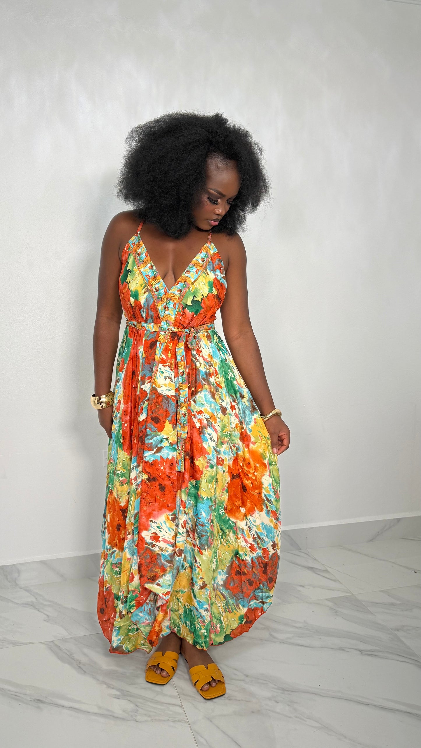 Lux Maxi Dress – Bright Summer V-Neck Flowy Dress