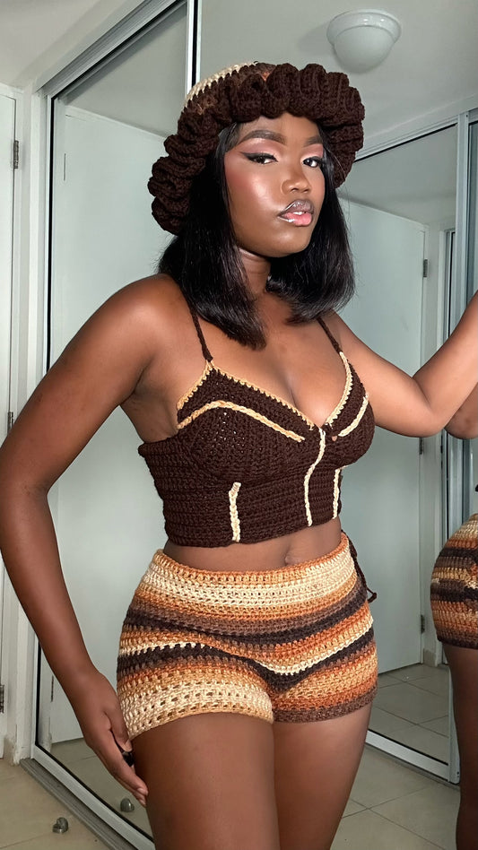 Brownie corset set(with ruffle hat)