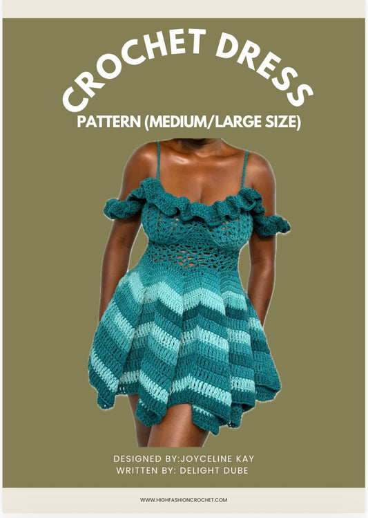 Handmade Crochet Dress Pattern -| Off-Shoulder Ruffle Dress Design