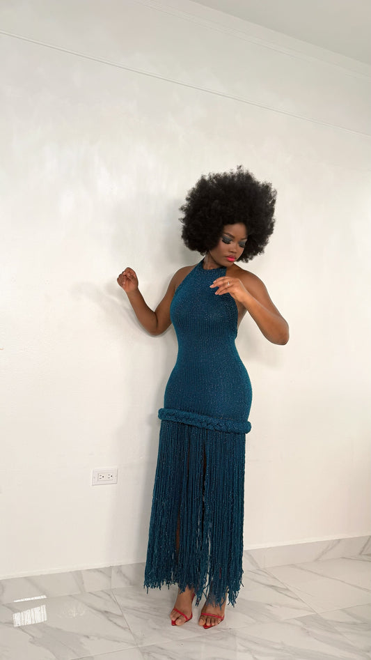 The Sapphire Fringe Elegance Dress