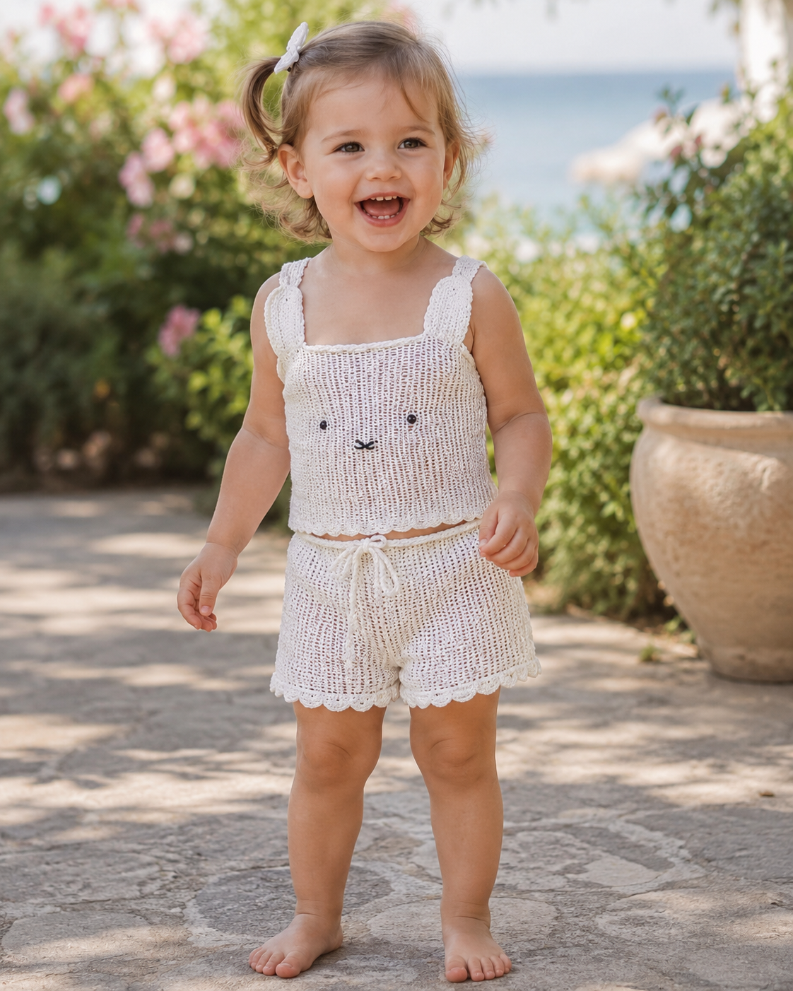 Luxury Handmade Crochet Bunny Top & Shorts Set for Toddlers | Resort Wear Collection